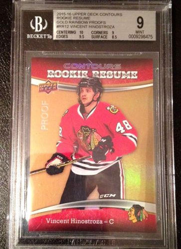 2015-16 Vincent Hinostroza BGS 9 Upper Deck Contours ROOKIE RESUME PROOF CHI