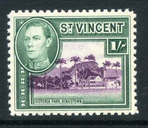 St.vincent;  1938 early gvi issue fine mint hinged 1s. value