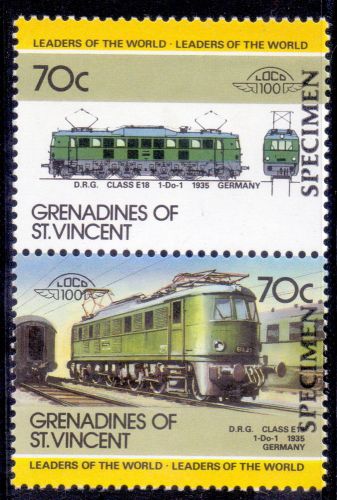 Grenadines of st.vincent specimen stamp pair d.r.g class germany railway mnh.