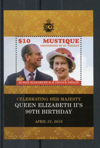 Mustique gren st vincent 2016 mnh queen elizabeth ii 90th birthday 1v s/s stamps