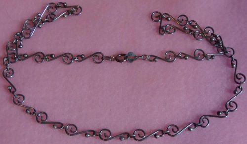 Dainty Sterling Silver Scroll Choker Necklace Curly Q Design Danty Curly Q Links