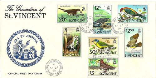 24/4/1974 the grenadines of st. vincent fdc - birds