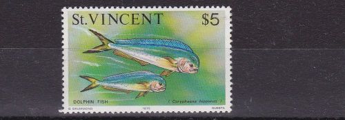 St vincent  1975  $5 dolphin fish  m / n / h