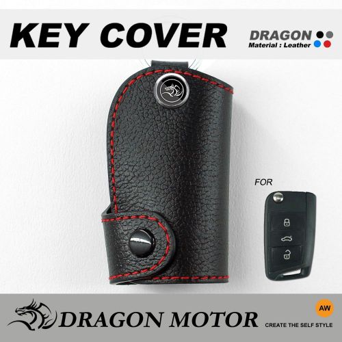 Leather key fob holder case chain cover fit for vw  vento sharan touran golf gti