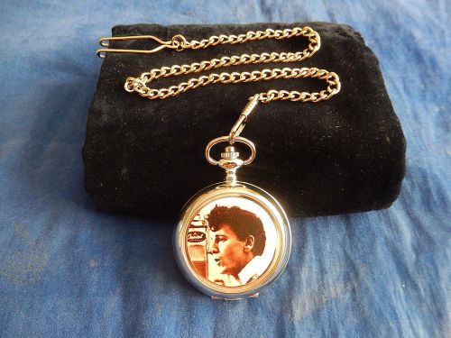 Gene vincent chrome pocket watch with chain (new)