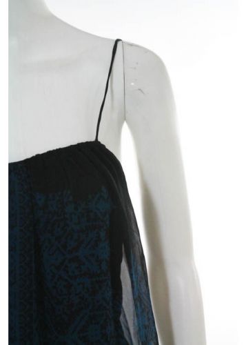 TWELFTH STREET BY CYNTHIA VINCENT Black Blue Ikat Sheer Overlay Dress Sz 1
