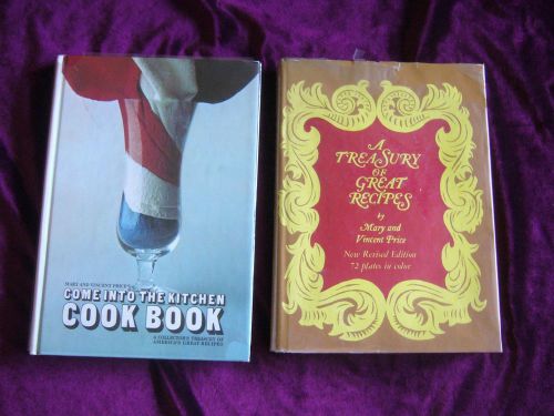 2 Vincent Price Cookbooks Come into the Kitchen Treasury of Great Recipes HC DJ