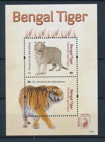 [33375] st. vincent &amp; grenadines 2011  mammals bengal tiger mnh sheet