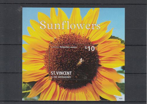 St vincent &amp; the grenadines 2014 mnh sunflowers 1v s/s ii flowers helianthus