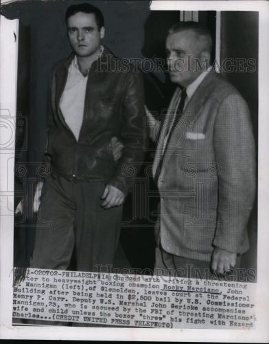 1955 Press Photo John Hannigan charged with threatening Rocky Marciano&#039;s family