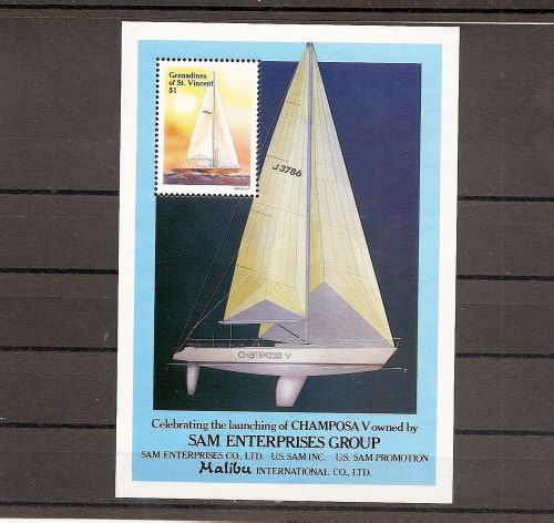 St. vincent grenadines 1988 sg553 1v sheet racing yacht-champosa v