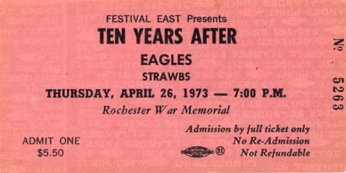 Eagles 1973 Desperado Tour Concert Rochester New York Unused Full Ticket