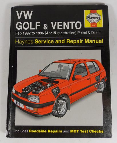 Haynes service and repair manual vw golf &amp; vento  92 - 96 (j to n reg) 3097