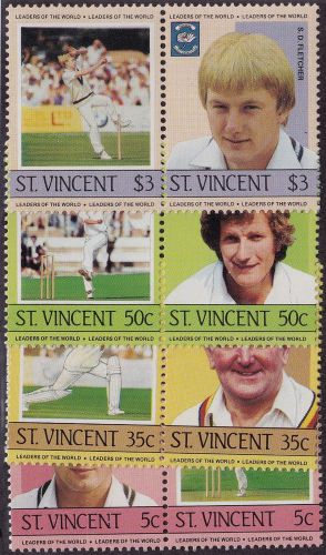ST VINCENT MNH Scott # 795-798 Cricket Players (8 Stamps)