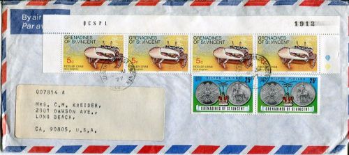 Postal history letter from grenadines of st. vincent 1977