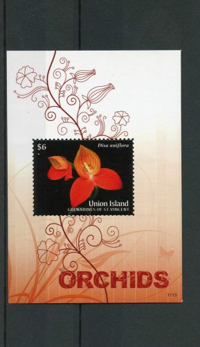 Union island grenadines st vincent 2011 mnh orchids 1v s/s ii flowers flora