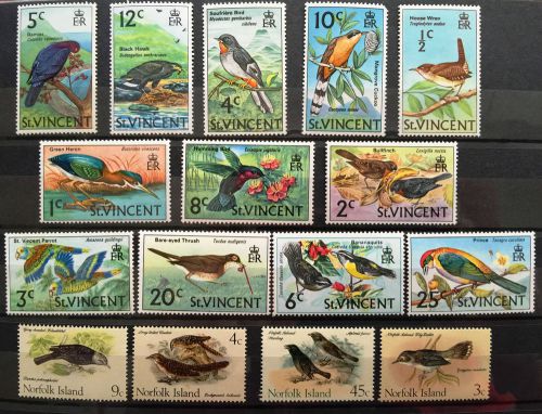 Norfolk st vincent animals birds definitives mini collection mnh