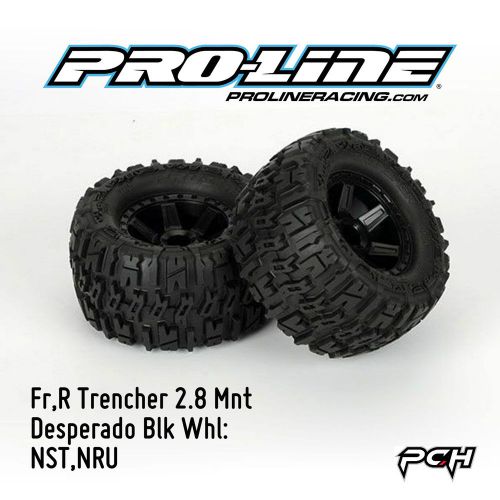 Pro-Line Racing Fr,R Trencher 2.8 Mnt Desperado Blk Whl: NST,NRU PRO117012