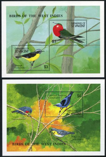 St Vincent Grenadines 735-736 S/S, MNH. Birds of the West Indies, 1990