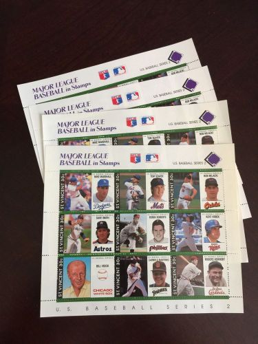 Lot Of 4 RARE 1989 St. Vincent Series 2 MLB Stamp Sheets MNH Purple Diamond