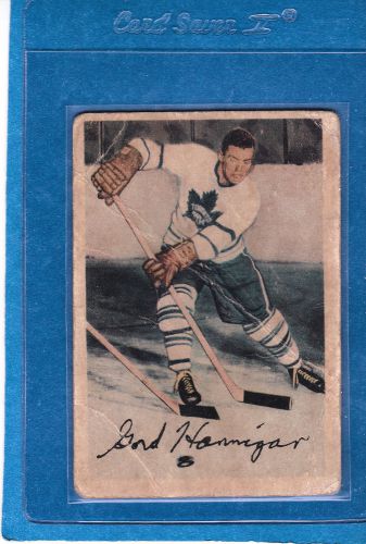1953-54 parkhurst hockey card#3 gordie hannigan (toronto maple leafs)