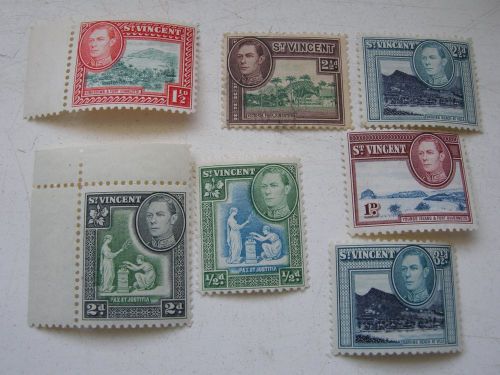 St Vincent 7 stamps 1/2d-3,1/2d KGVI three MNH three MM one FU