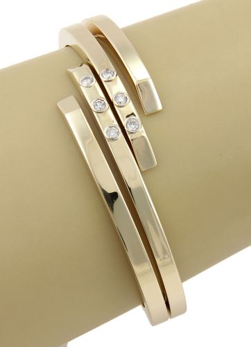 Vento italy 14k yellow gold diamond bangle bracelet