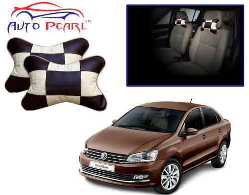 Premium make beige&amp;cola car neck cushion/neck pillow 2 pcs. for-volkswagen vento
