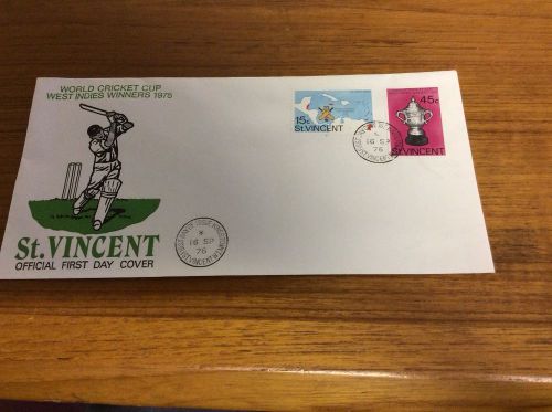St vincent 1975 w.indies world cup winners fdc