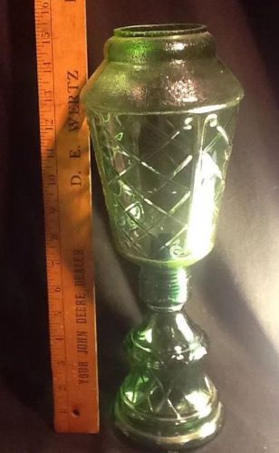 Antique 15 1/2 &#034; glass casa vento candle lamp with glass globe