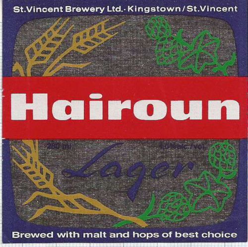 St.vincent - st.vincent brewery,kingstown - hairoun lager -- beer label c1156