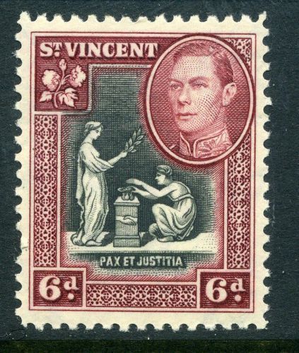St.vincent;  1938 early gvi issue fine mint hinged value 6d.