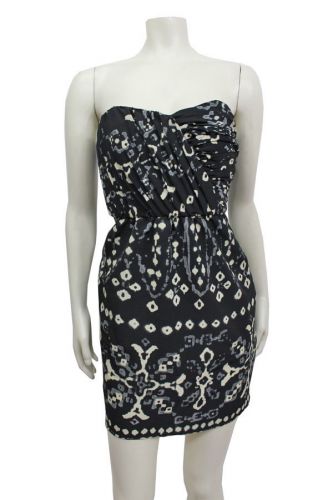 NWOT Twelfth Street By Cynthia Vincent Black Gray Strapless Ruched Dress Size 6