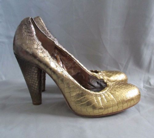 Authentic CYNTHIA VINCENT Gold Ombre Leather Heels Size 10