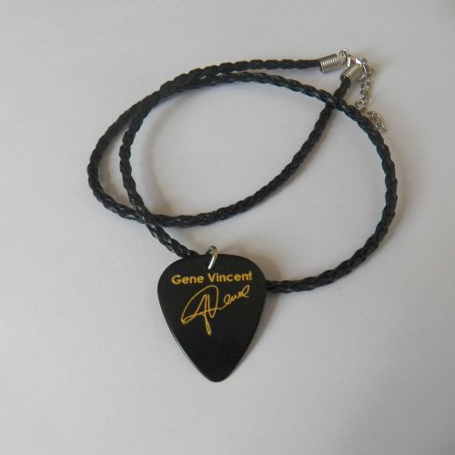 Gene vincent guitar pick plectrum braided twist leather necklace 18&#034;