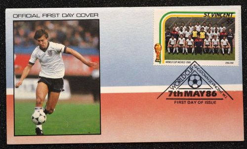 St vincent stamp cover ~ world cup ~ mexico 86 ~ england football team