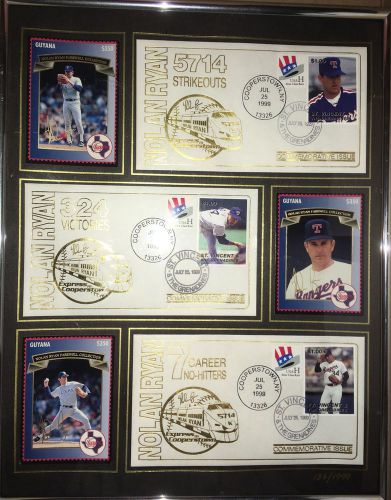 NOLAN RYAN -St. Vincent The Grenadines Commemorative First Day Cover Set Framed