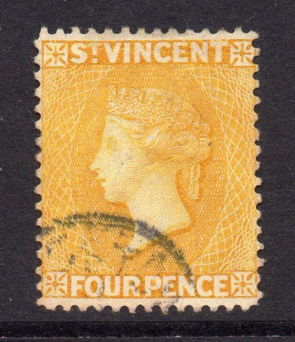 St Vincent 4 Pence Stamp c1890-93 used (wmk reversed)