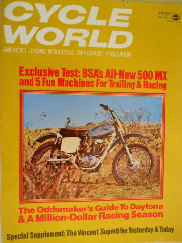 1971 Cycle World Cheney Yamaha DT1 Vincent History Victor 500 MX ATC90 Z QA 50