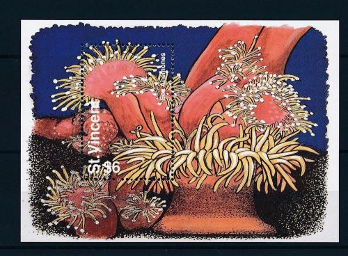 [40643] st. vincent 1995 marine life sea anemones mnh sheet