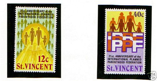 St vincent 1973 planned parenthood set of commemorative stamps mnh