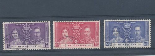 St vincent 1937 coronation set of 3 used