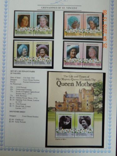 1985 Grenadines of St Vincent. Queen Mother. 85th Birthday. MNH.