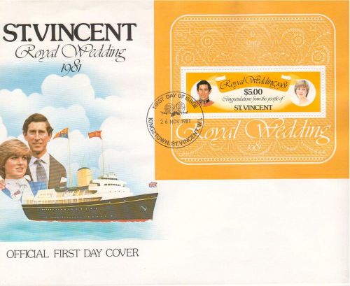 ST.Vincent FDC Sc # 632a S/S Royal Wedding 1981