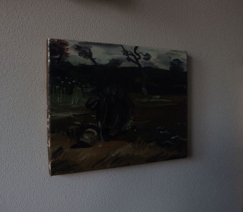 Postimpressionist original oil, painting, on canvas signed vincent van gogh, coa