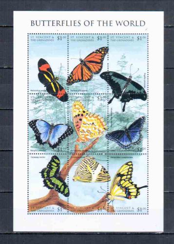 St. vincent  grenadines  sheet   butterflies mnh