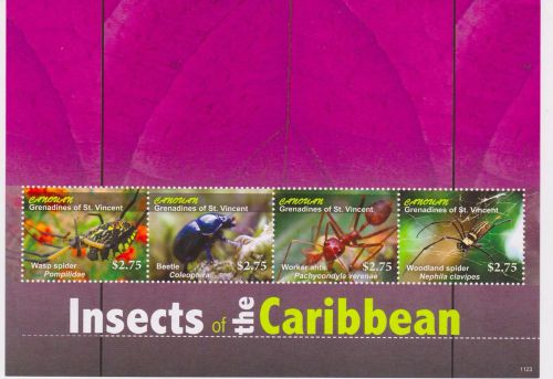 Canouan of st vincent - insects, 2011 - 1123 sheetlet of 4 mnh