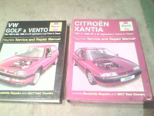 Haynes car manuals. citroen xantia, and vw golf &amp; vento.