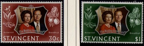 1972 st vincent qeii siver wedding stamp(mnh)