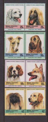 1985 st.vincent grenadines(bequia) set of 8 dogs in pairs